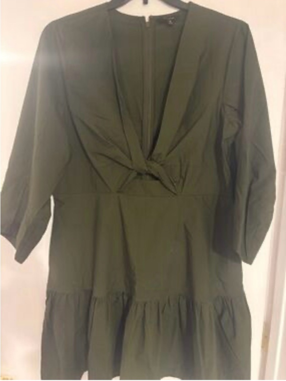 Banana Republic Olive Green V-Neck Twist Front Dress